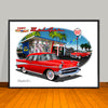 1957 Limited Edition Chevrolet Bel Air Beachy Garage Scene Classic Car Art Print - 18" X 24" UNFRAMED