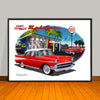 1957 Limited Edition Chevrolet Bel Air Two-tone Beachy Garage Scene Classic Car Art Print - 18" X 24" UNFRAMED