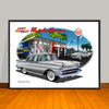1957 Limited Edition Chevrolet Bel Air Beachy Garage Scene Classic Car Art Print - 18" X 24" UNFRAMED