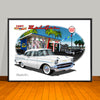 1957 Limited Edition Chevrolet Bel Air Beachy Garage Scene Classic Car Art Print - 18" X 24" UNFRAMED