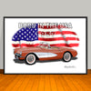 1957 Corvette Born in the USA Car Art Print - 13" X 19" UNFRAMED