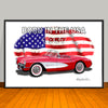 1957 Corvette Born in the USA Car Art Print - 13" X 19" UNFRAMED