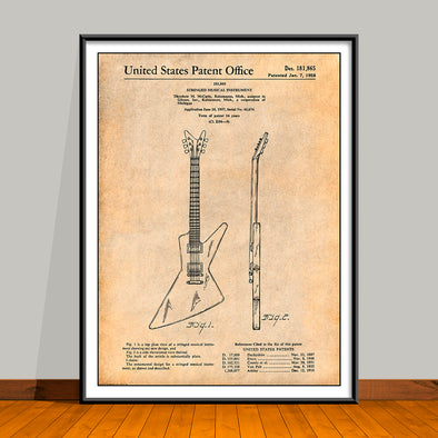 1957 Gibson Explorer Guitar Patent Print - UNFRAMED