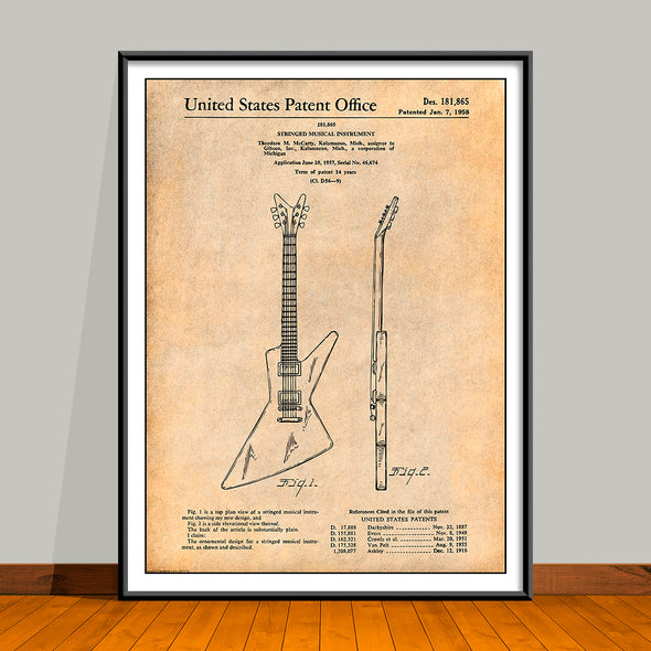 1957 Gibson Explorer Guitar Patent Print - UNFRAMED