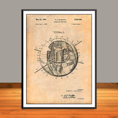 1957 Satellite Structure Sputnik Patent Print - UNFRAMED
