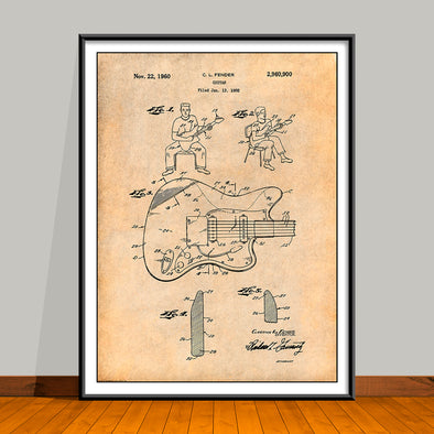 1958 Fender Stratocaster Electric Guitar Patent Print - UNFRAMED