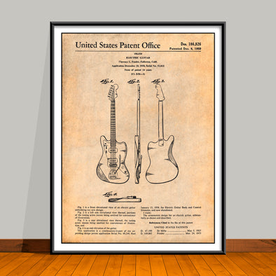 1958 Fender Electric Guitar Patent Print - Unframed