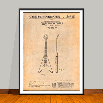 1958 Gibson Flying V Patent Print - Unframed