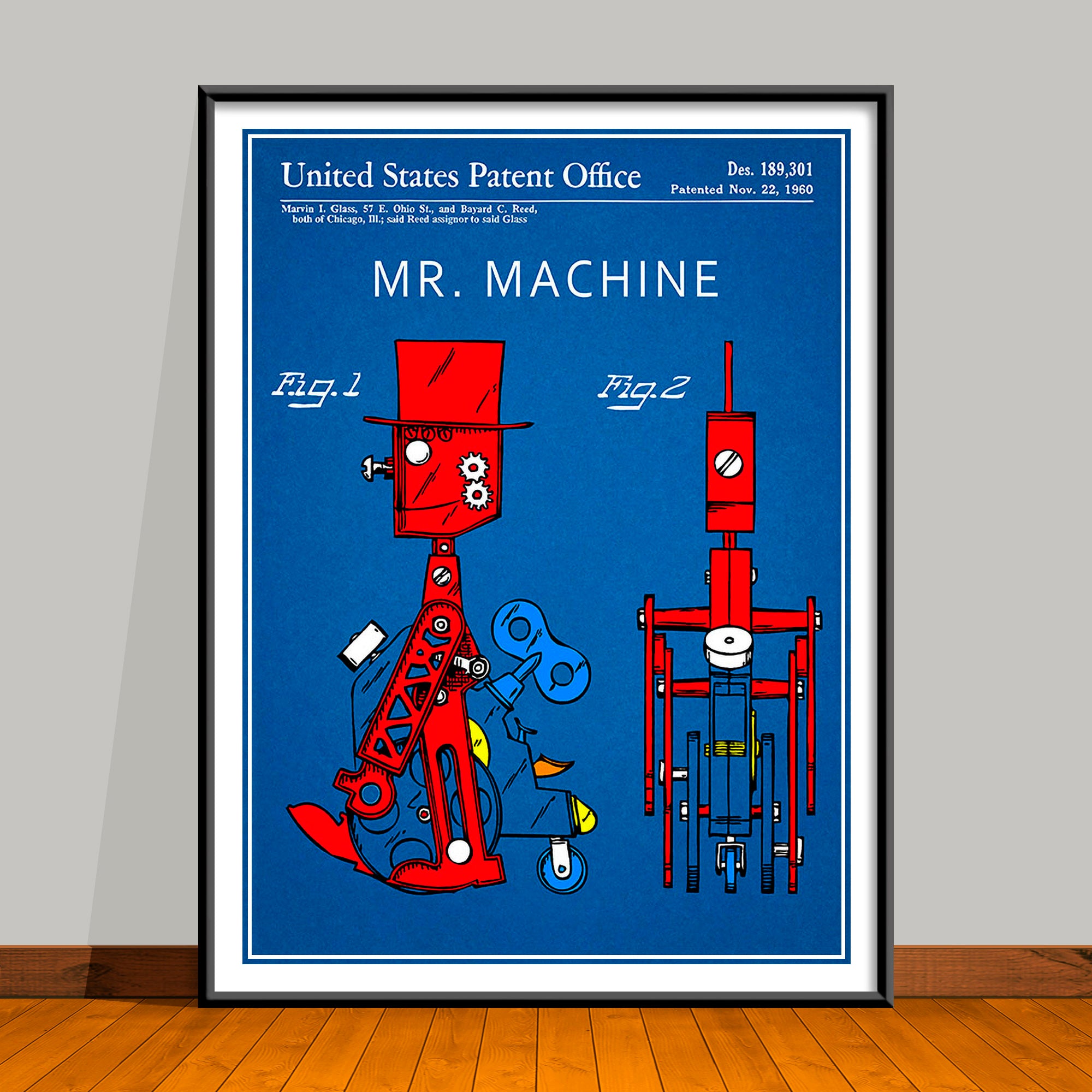 1960 Colorized Mr. Machine Mechanical Toy Robot Patent Print - UNFRAME ...