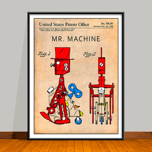 1960 Colorized Mr. Machine Mechanical Toy Robot Patent Print - UNFRAMED (Copy)