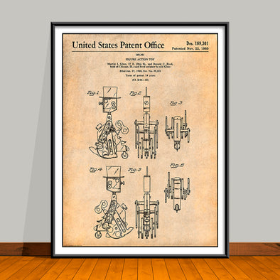 1960 Mr. Machine Mechanical Toy Robot Patent Print - UNFRAMED