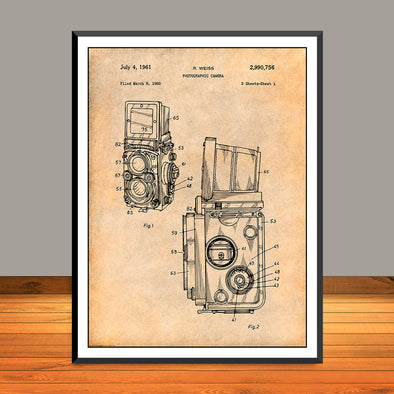 1960 Rolleiflex Photographic Camera Patent Print - UNFRAMED