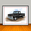 1960's Chevrolet C10 Pickup Truck Chrome Stripe Art Print - 18" X 24" UNFRAMED