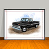 1960's Chevrolet C10 Pickup Truck Chrome Stripe and White Top Art Print - 18" X 24" UNFRAMED