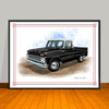 1960's Chevrolet C10 Pickup Truck White Top Art Print - 18" X 24" UNFRAMED