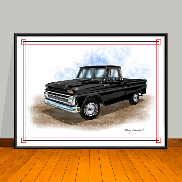 1960's Chevrolet C10 Pickup Truck Art Print - 18" X 24" UNFRAMED