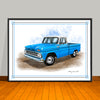 1960's Chevrolet C10 Pickup Truck White Top Art Print - 18" X 24" UNFRAMED