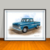 1960's Chevrolet C10 Pickup Truck Chrome Stripe Art Print - 18" X 24" UNFRAMED