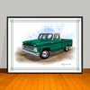 1960's Chevrolet C10 Pickup Truck White Top Art Print - 18" X 24" UNFRAMED