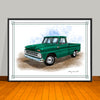 1960's Chevrolet C10 Pickup Truck Art Print - 18" X 24" UNFRAMED