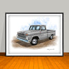 1960's Chevrolet C10 Pickup Truck Chrome Stripe Art Print - 18" X 24" UNFRAMED
