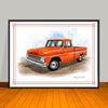 1960's Chevrolet C10 Pickup Truck Chrome Stripe Art Print - 18" X 24" UNFRAMED