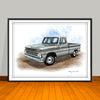 1960's Chevrolet C10 Pickup Truck Chrome Stripe and White Top Art Print - 18" X 24" UNFRAMED