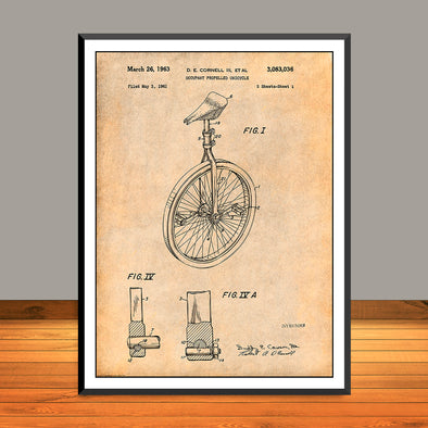 1961 Unicycle Patent Print - UNFRAMED