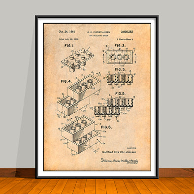1961 Toy Building Blocks Patent Print - UNFRAMED