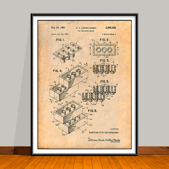 1961 Toy Building Blocks Patent Print - UNFRAMED