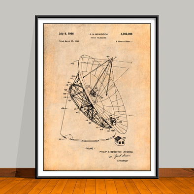 1961 Bowditch Radio Telescope Patent Print - Unframed