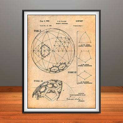 1961 Geodesic Structures Buckminster Fuller Patent Print - Unframed
