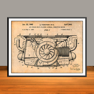 1962 Porsche Air cooled Engine Patent Print - Unframed