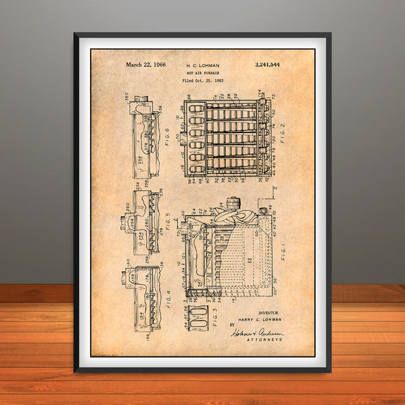 1963 Trane Hot Air Furnace Patent Print - Unframed