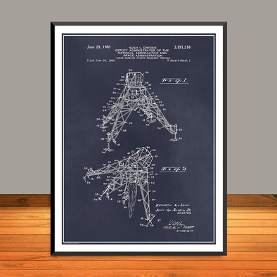 1963 NASA Lunar Landing Vehicle Patent Print - UNFRAMED