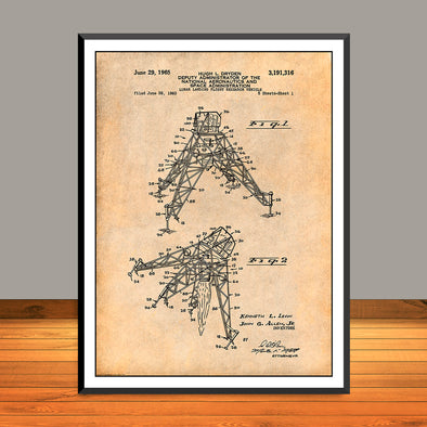 1963 NASA Lunar Landing Vehicle Patent Print - UNFRAMED