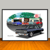 1964 Chevelle Malibu SS Speed Shop Muscle Car Art Print - 13" X 19" UNFRAMED
