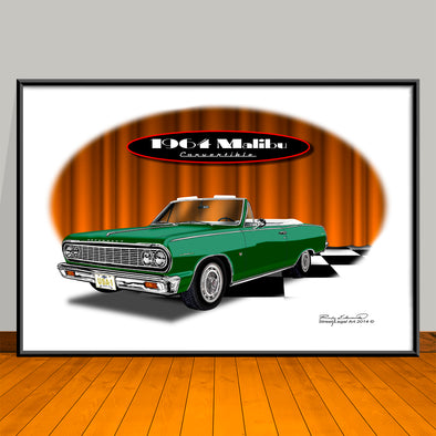 1964 Chevelle Malibu SS Convertible Muscle Car Art Print - 13" X 19" UNFRAMED