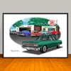 1964 Chevelle Malibu SS Speed Shop Muscle Car Art Print - 13" X 19" UNFRAMED