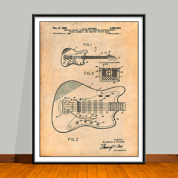 1964 Fender Guitar Patent Print - UNFRAMED