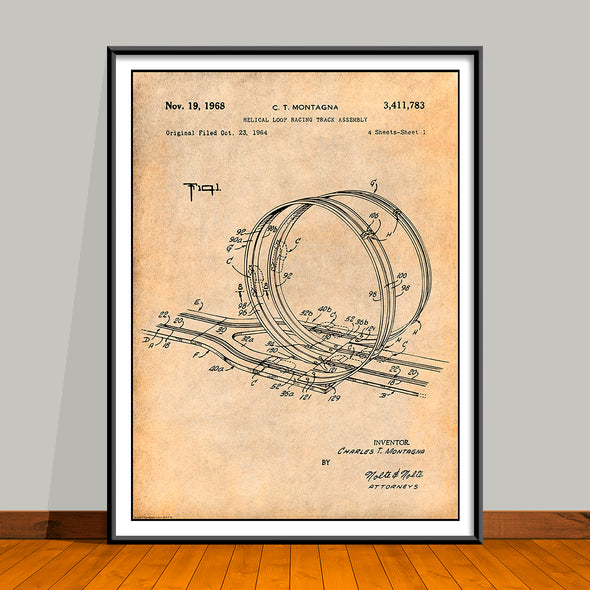 1964 Hot Wheels Loop Racing Track Patent Print - UNFRAMED