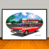 1965 Chevelle Malibu SS Diner Muscle Car Art Print - 13" X 19" UNFRAMED