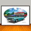 1965 Chevelle Malibu SS Diner Muscle Car Art Print - 13" X 19" UNFRAMED
