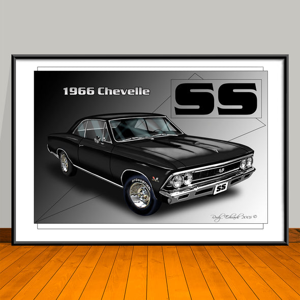 1966 Chevrolet Chevelle SS Hardtop Muscle Car Art Print - 13" X 19" UNFRAMED