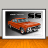 1966 Chevrolet Chevelle SS Hardtop Muscle Car Art Print - 13" X 19" UNFRAMED
