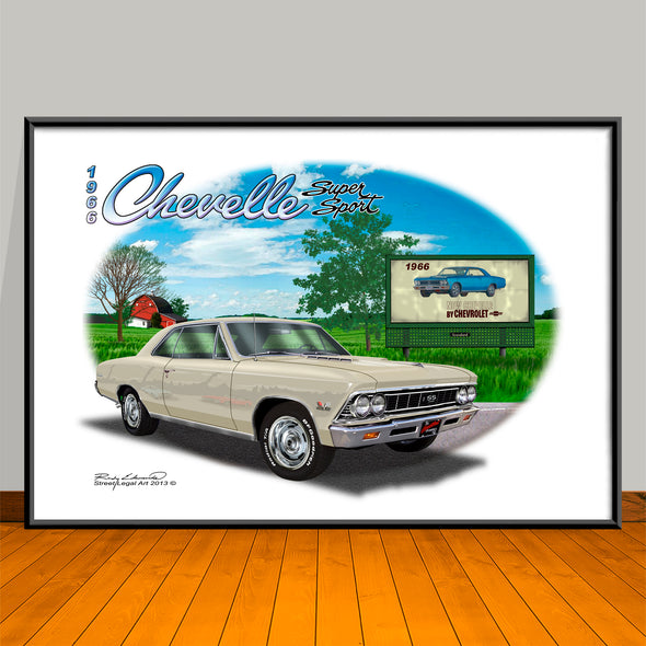 1966 Chevelle SS Muscle Car Art Print - 13" X 19" UNFRAMED