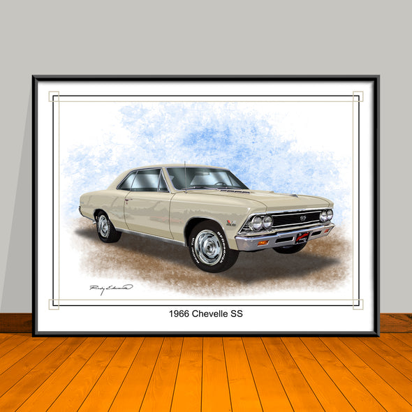 1966 Chevrolet Chevelle SS Muscle Car Art Print - 18" X 24" UNFRAMED