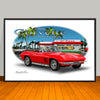 1966 Corvette Convertible Diner Car Art Print - 13" X 19" UNFRAMED