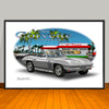 1966 Corvette Convertible Diner Car Art Print - 13" X 19" UNFRAMED