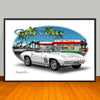 1966 Corvette Convertible Diner Car Art Print - 13" X 19" UNFRAMED